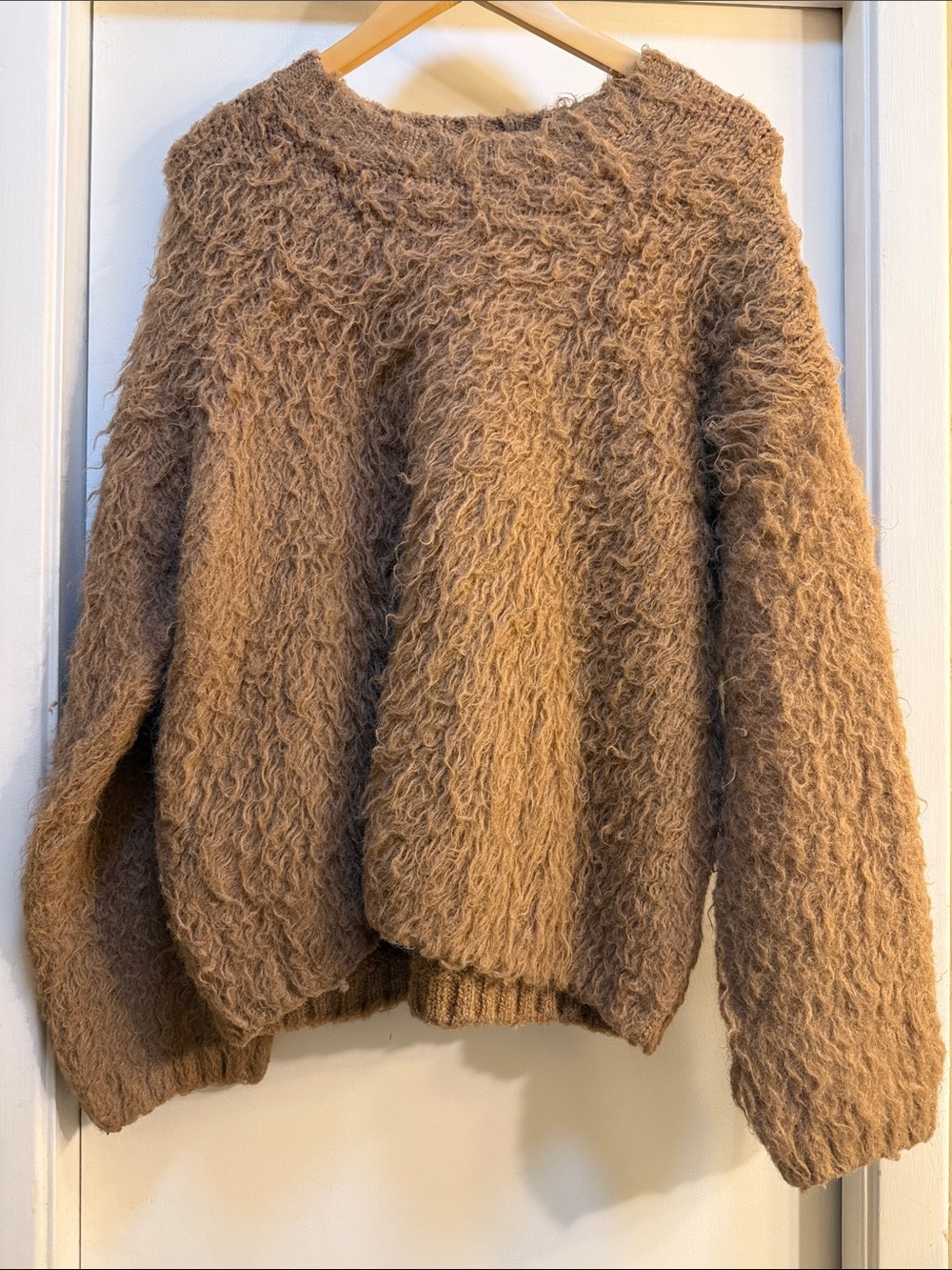 Cozy Women's Fuzzy Pullover Sweater - Brown